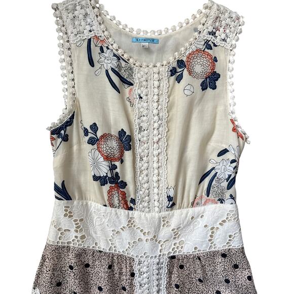 Anthropologie Leifnotes Field Biology Floral Lace Trim Midi Dress Cream Size 4 - Picture 6 of 12